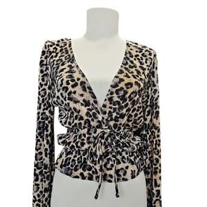 NWOT Zara Peplum Cheetah Top Leopard Print Cinch Waist Ruffle Womens Small